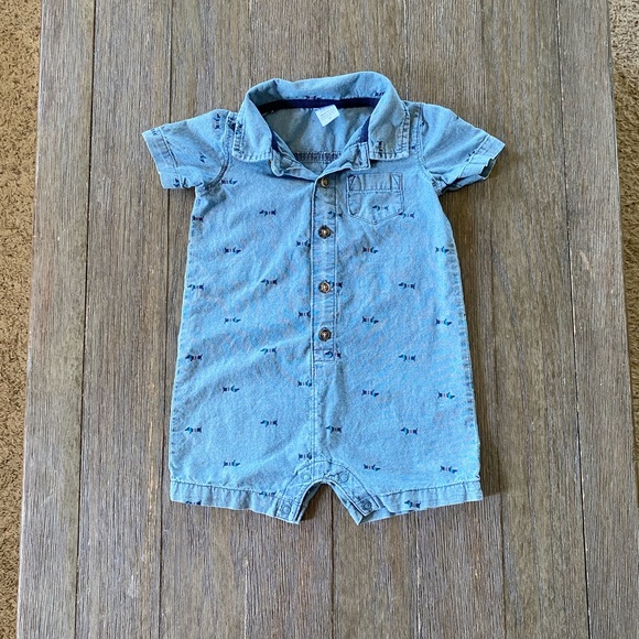 4/$20 Carter’s One piece chambray romper - Picture 2 of 6